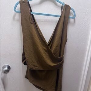 Women’s Zara One-Shoulder Wrap Top in Olive Green size L